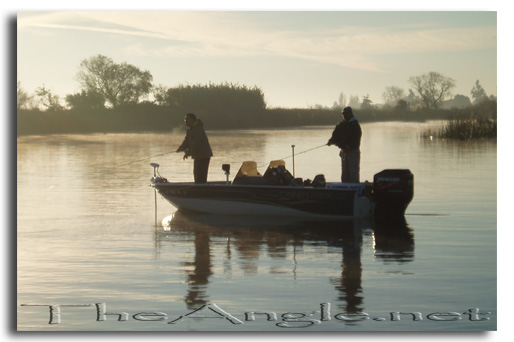 [Image, Jose Silva and Gabriel Roussere, California Delta Striper Fly Fishing]