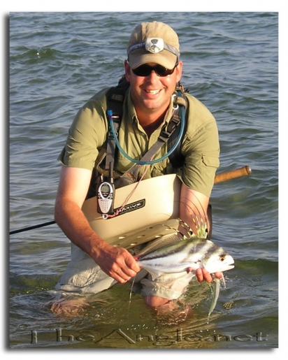 [Baja Beach Fly Fishing, Doug with a baby Rooster fish]