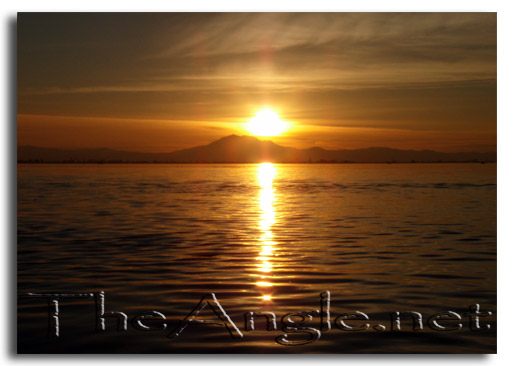 [Image, California Delta January sunset, Mt Diablo]