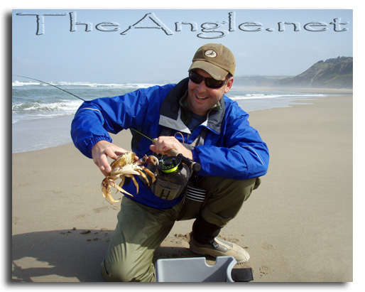 [Image: Doug with a fly-caught Dungeness Crab]
