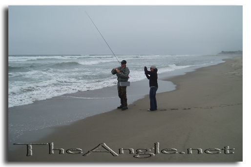 [Image: fly fishing California beach]